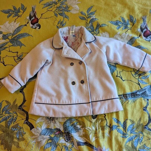 Little me pink pea coat with bow on back sz 24 months euc - Picture 3 of 5